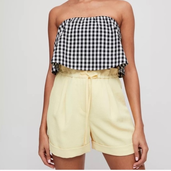 Aritzia Wilfred Lucienne Yellow High Waisted Shorts - Picture 1 of 14